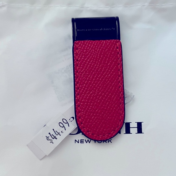 NWT Coach CM180 Money Clip Bright Poppy Red Leather - Picture 3 of 6